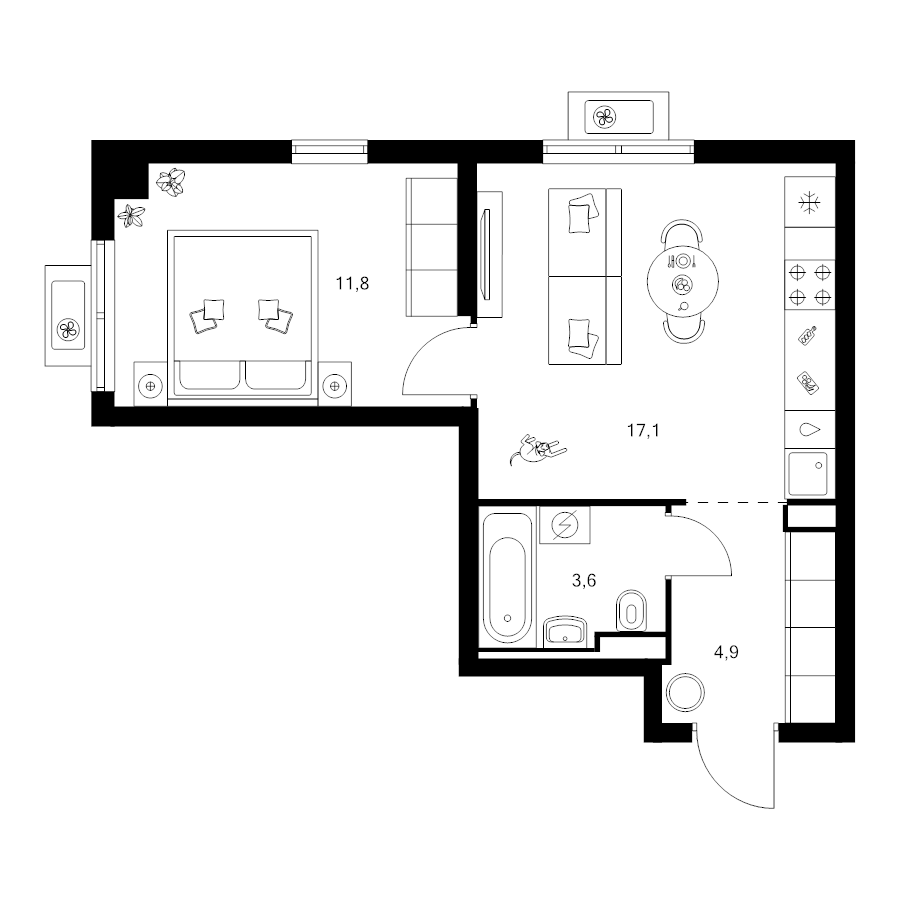 2 ккв (Евро) 37,4 м²