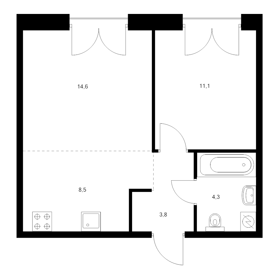 2 ккв (Евро) 42,3 м²