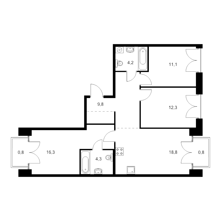 4 ккв (Евро) 80,3 м²
