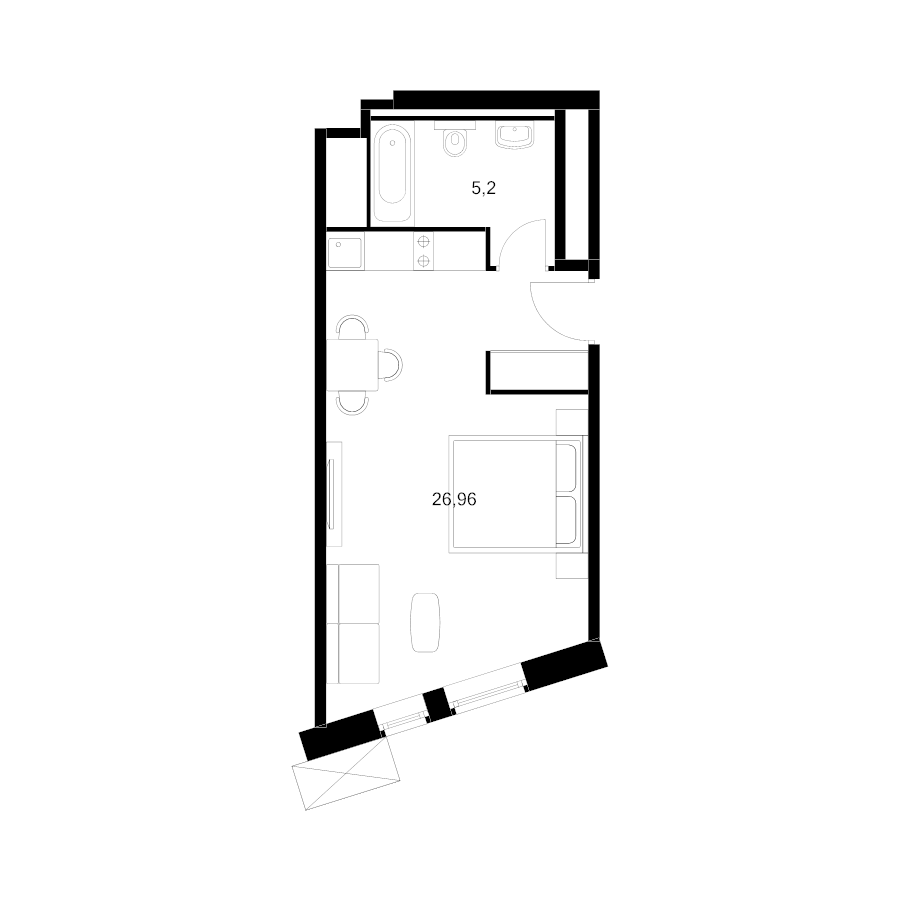 Студия 32,2 м²