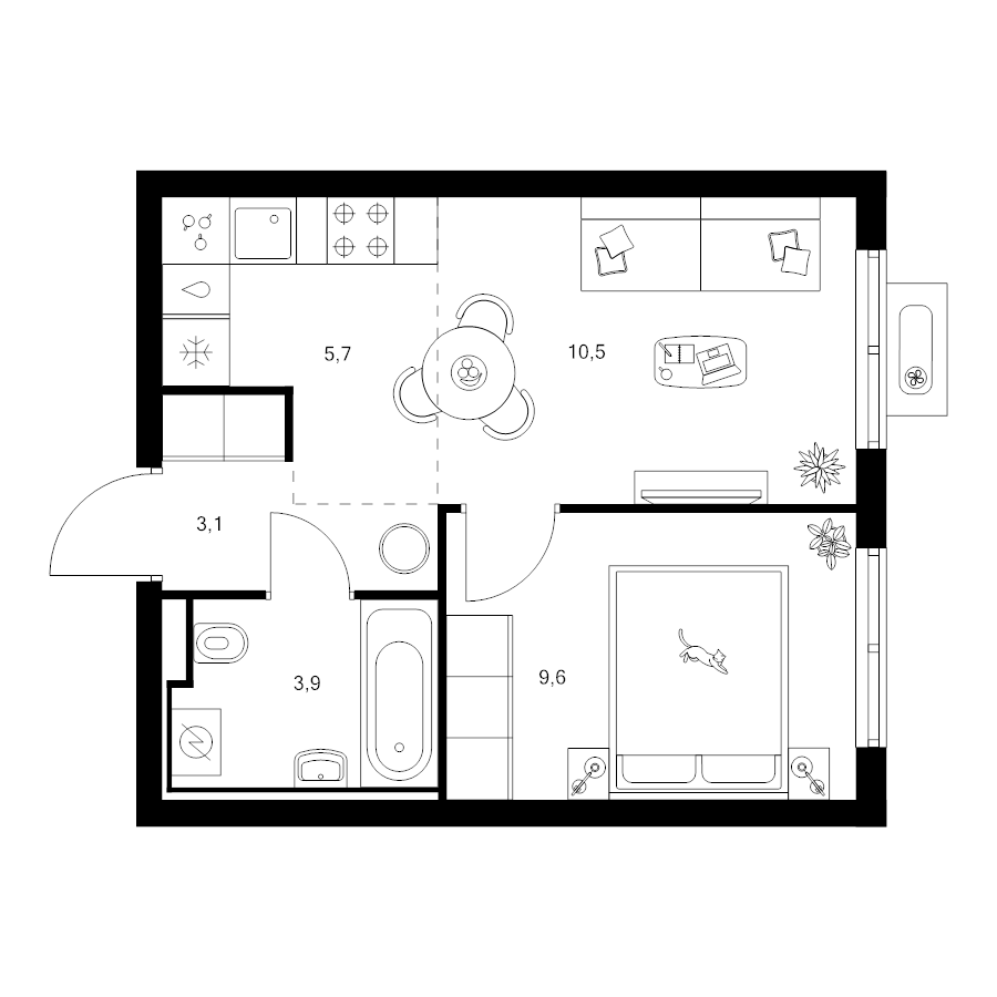 2 ккв (Евро) 32,8 м²