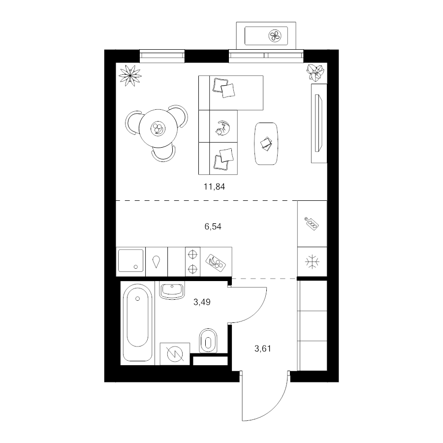 Студия 25,5 м²