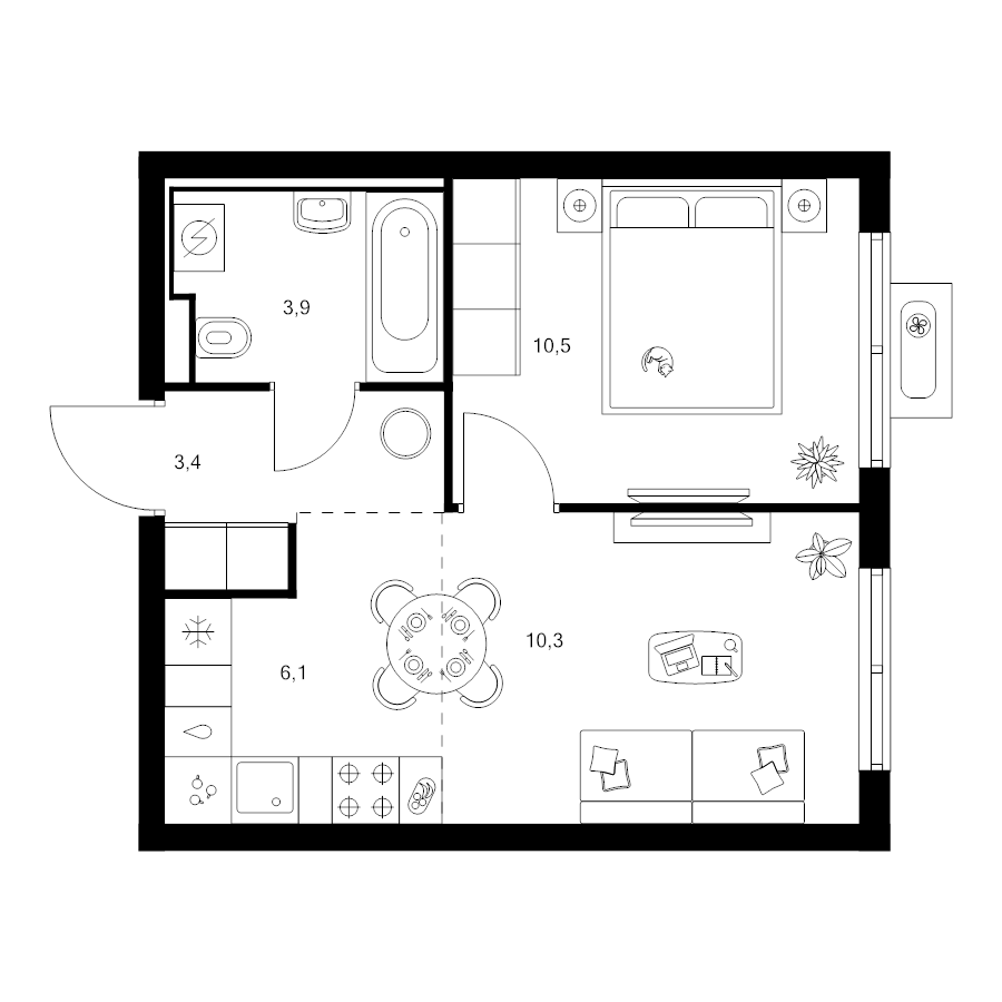2 ккв (Евро) 34,2 м²