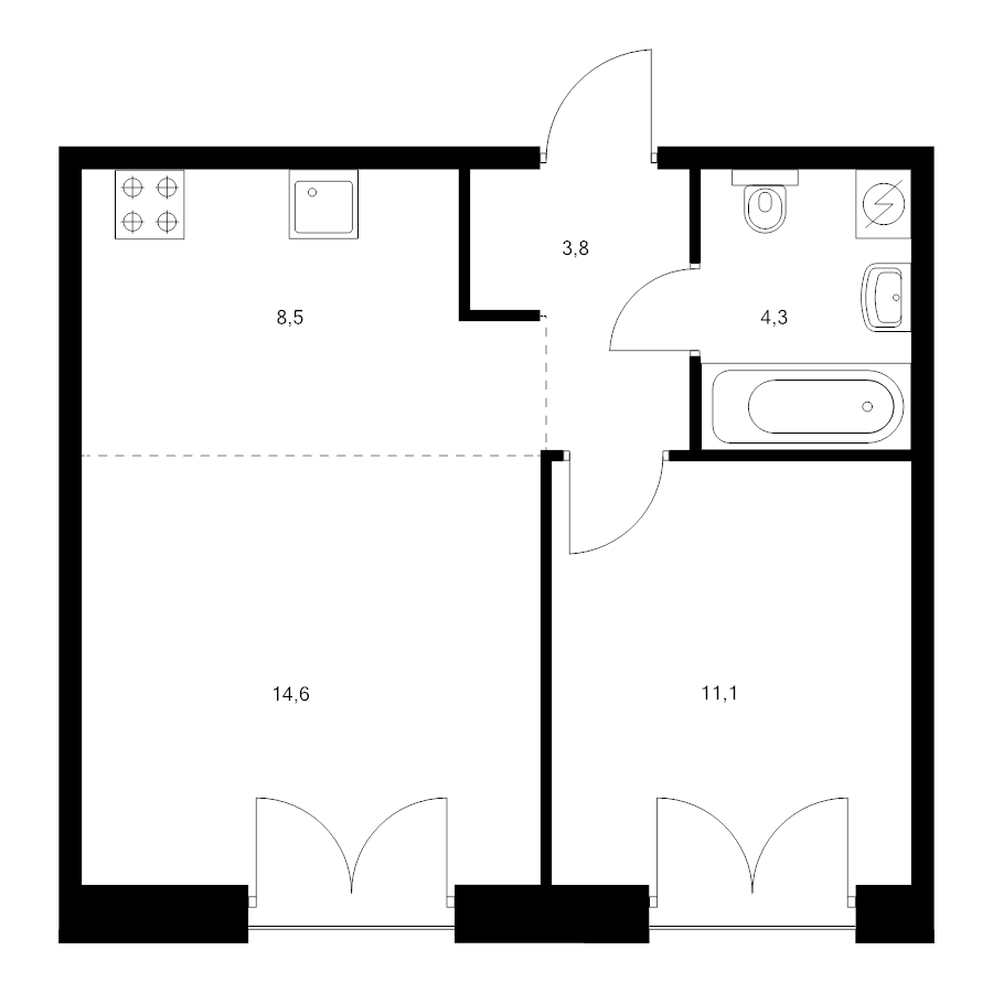 2 ккв (Евро) 42,3 м²