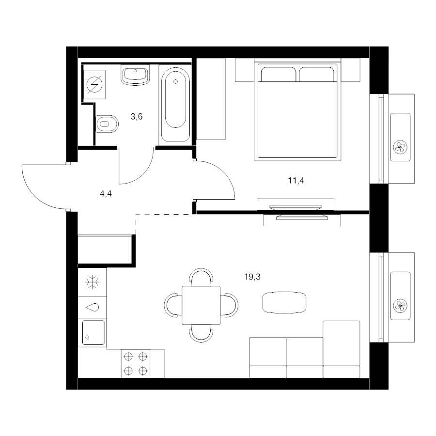 2 ккв (Евро) 38,7 м²