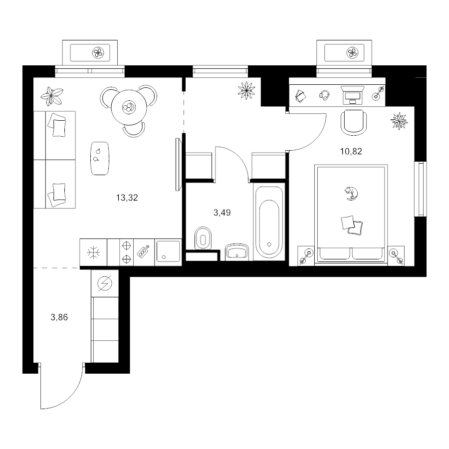 2 ккв (Евро) 36 м²