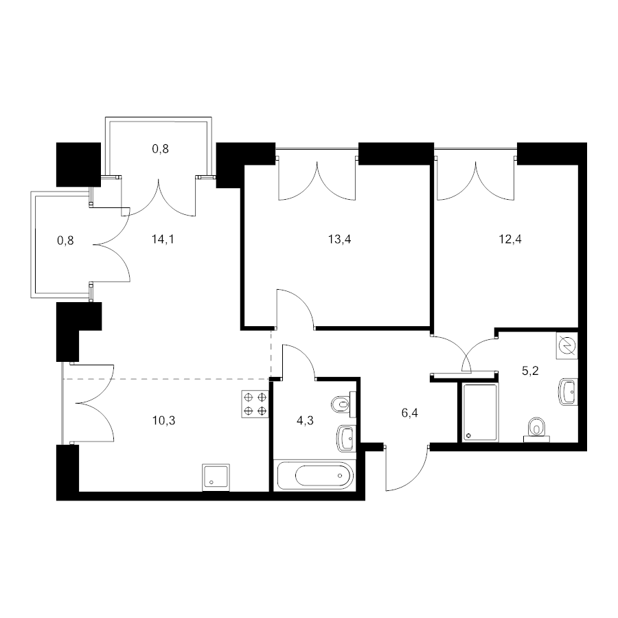 3 ккв (Евро) 67,8 м²