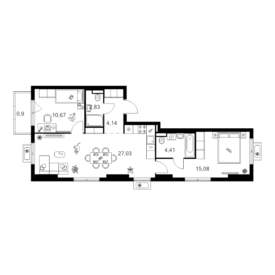 3 ккв (Евро) 65,1 м²