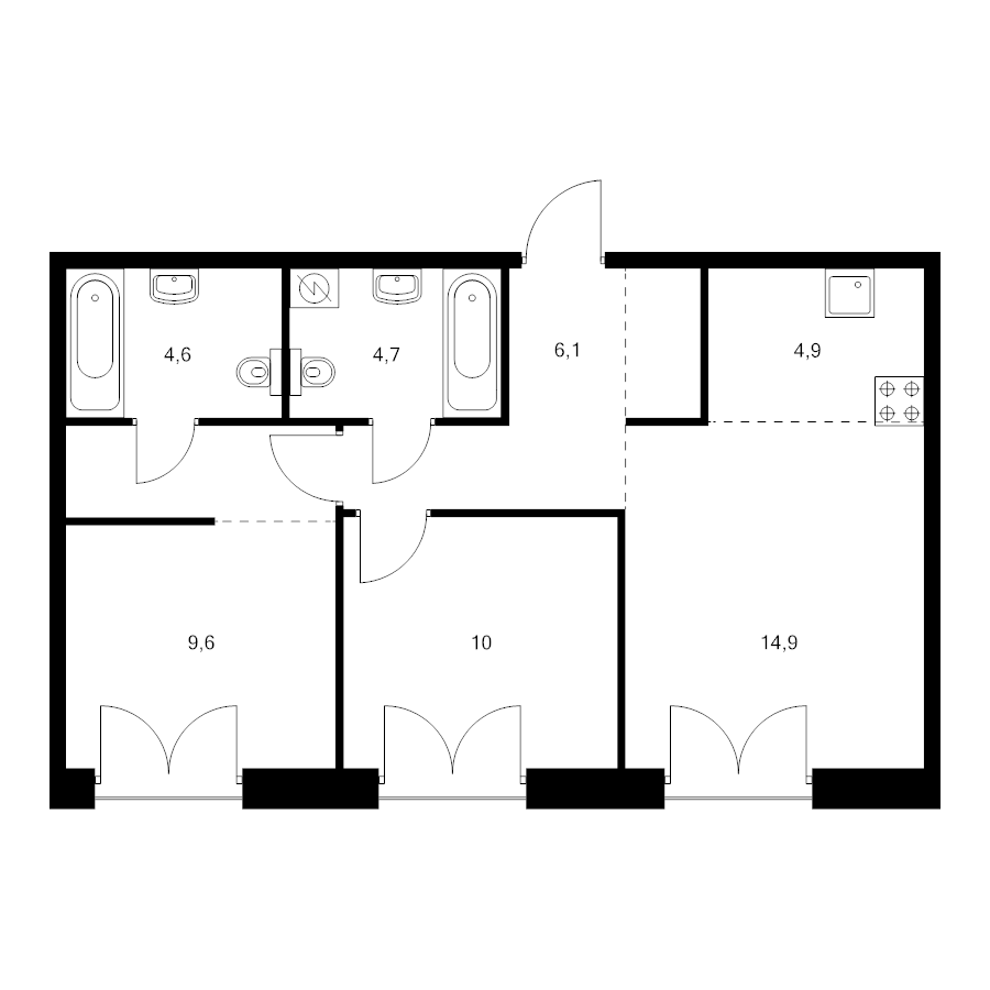 3 ккв (Евро) 60 м²