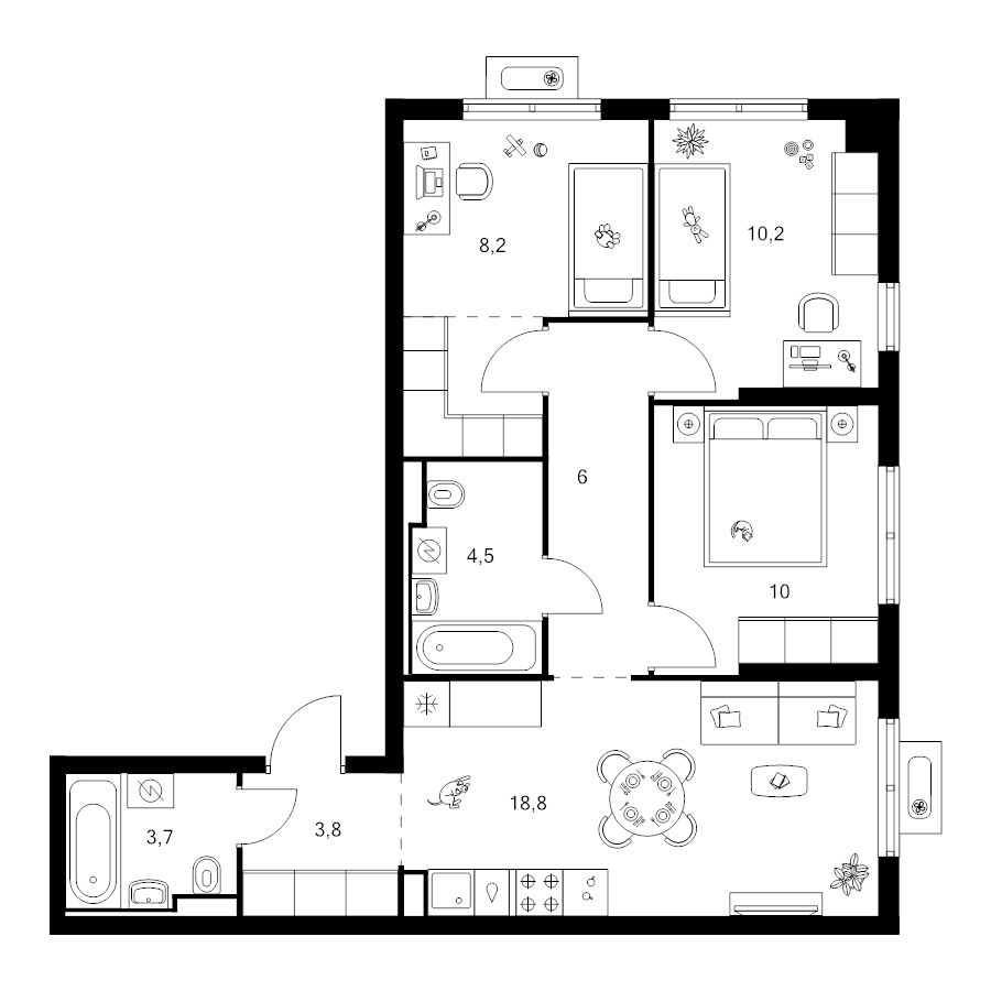 4 ккв (Евро) 68,5 м²
