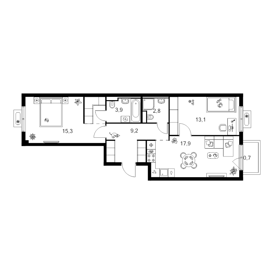 3 ккв (Евро) 65,7 м²