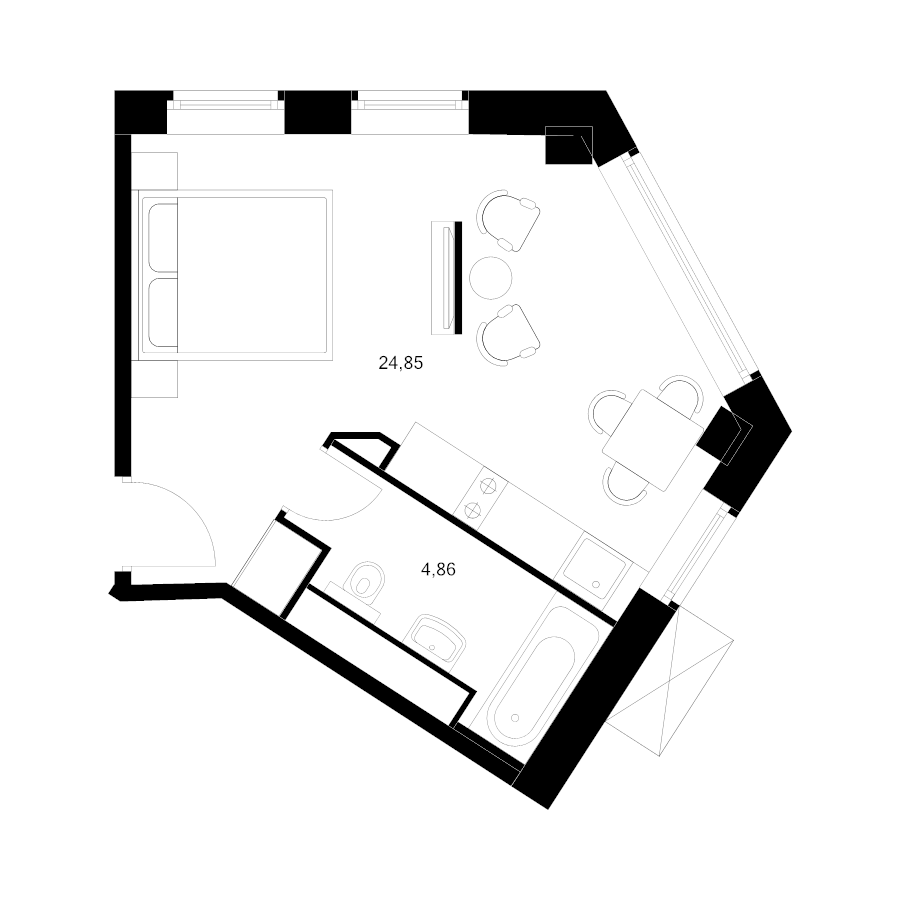 Студия 29,7 м²
