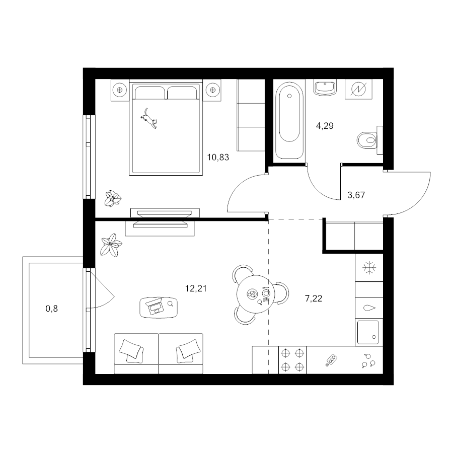 2 ккв (Евро) 39 м²