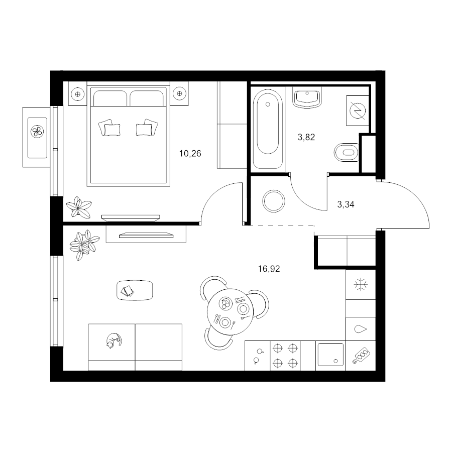2 ккв (Евро) 34,3 м²