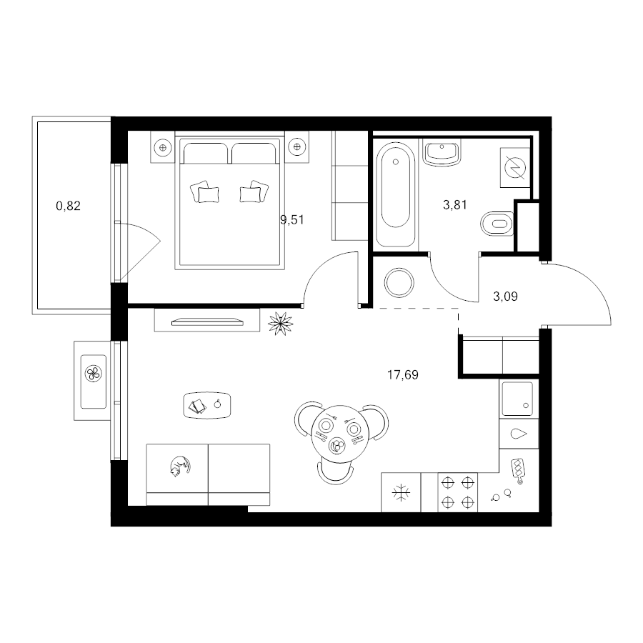 2 ккв (Евро) 34,9 м²