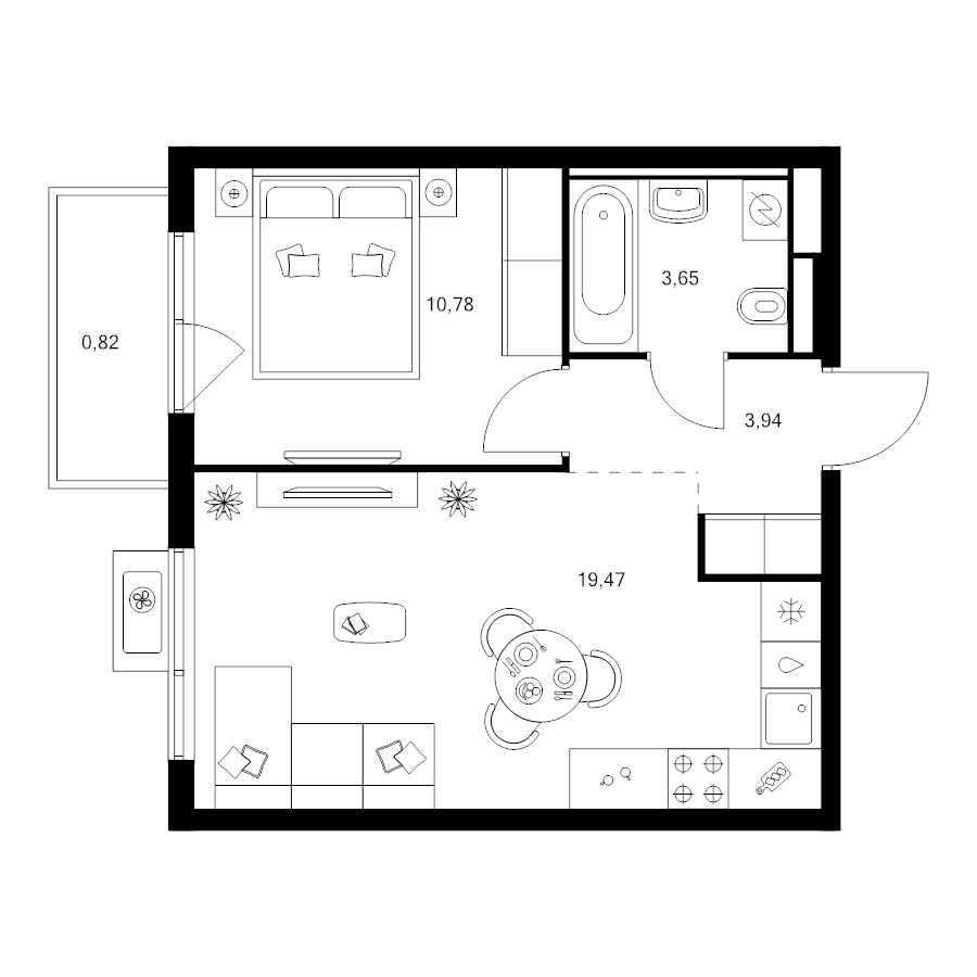 2 ккв (Евро) 38,7 м²