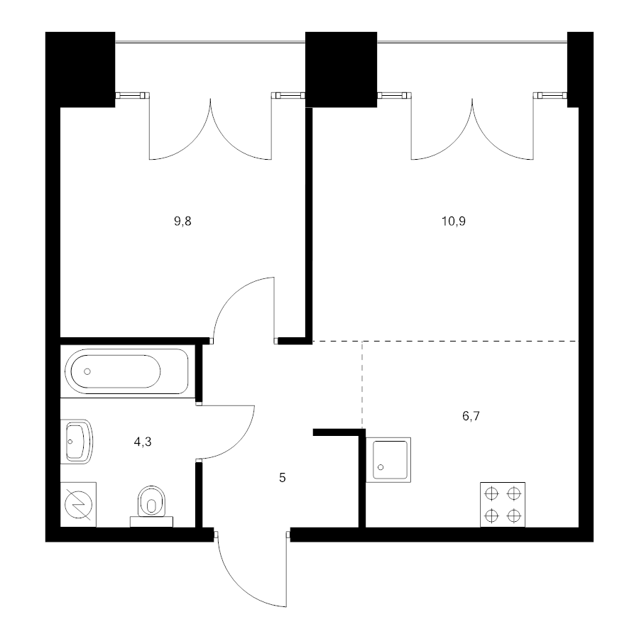 2 ккв (Евро) 38 м²