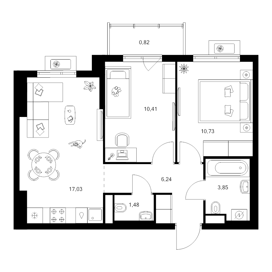 3 ккв (Евро) 50,6 м²