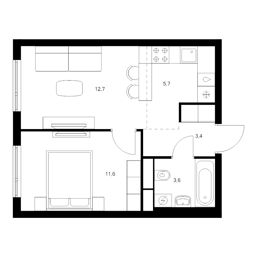 2 ккв (Евро) 37 м²