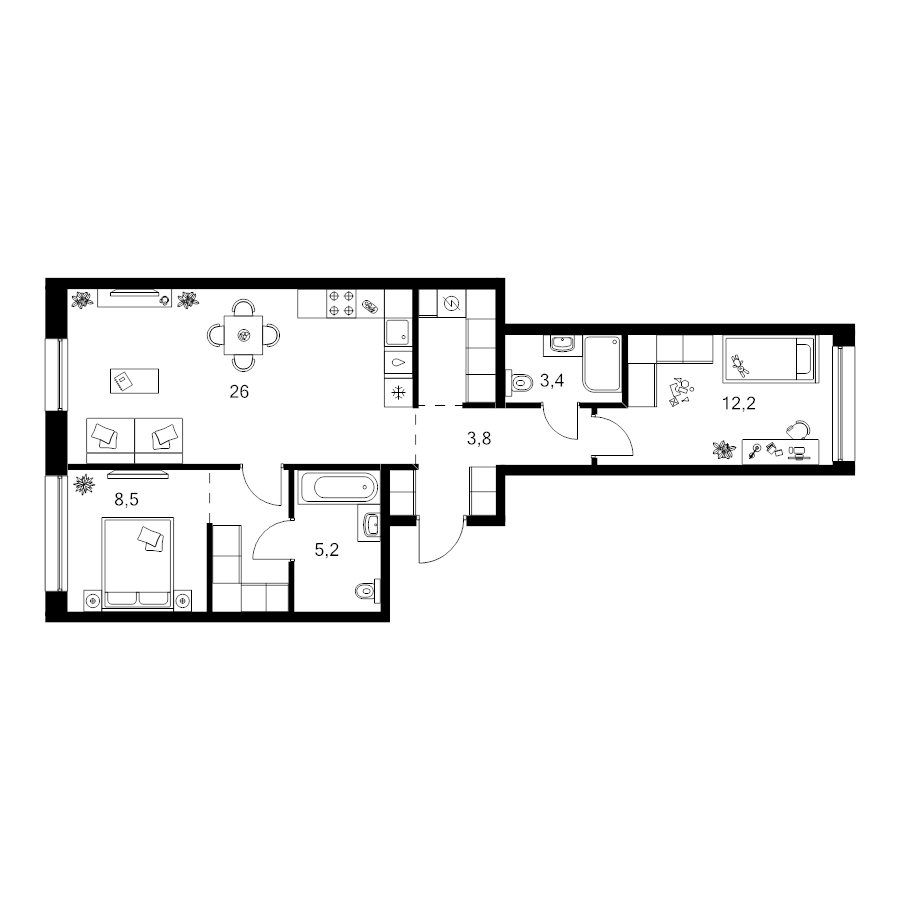 3 ккв (Евро) 70,1 м²