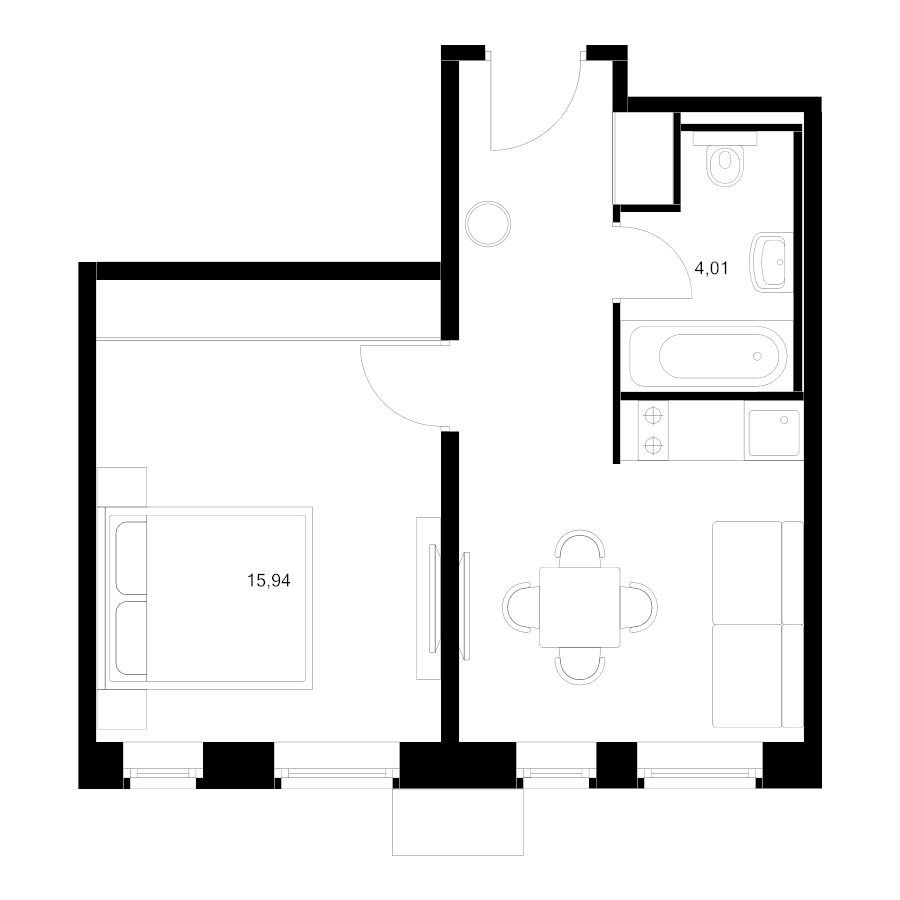 2 ккв (Евро) 37,6 м²