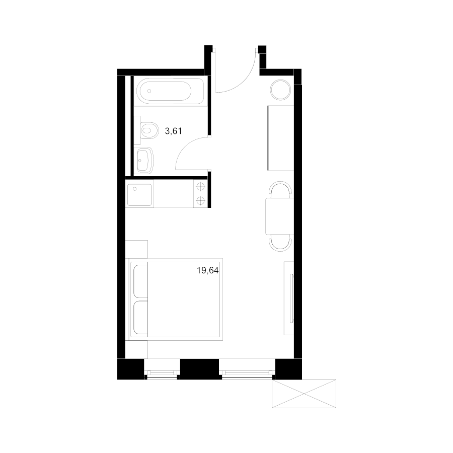 Студия 23,3 м²