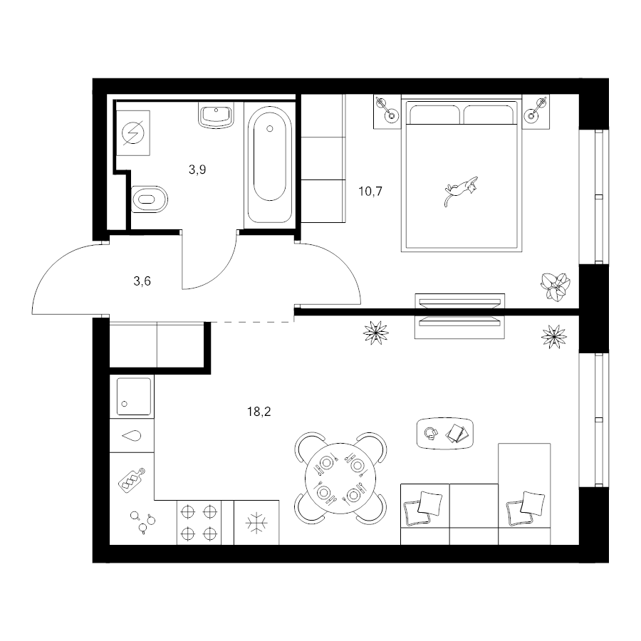 2 ккв (Евро) 36,4 м²