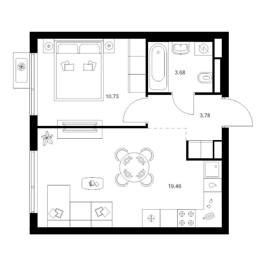 2 ккв (Евро) 37,7 м²