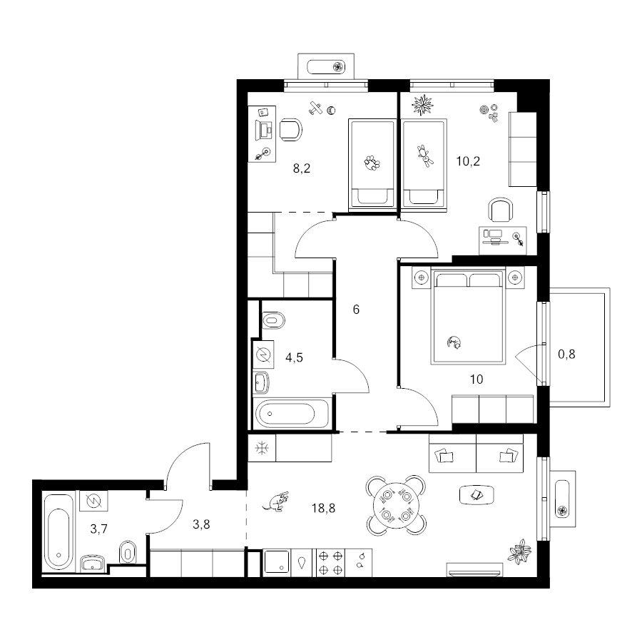 4 ккв (Евро) 69,3 м²
