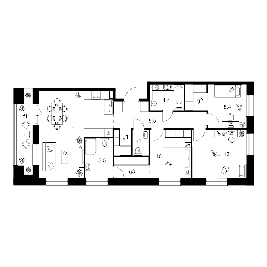 4 ккв (Евро) 89,2 м²
