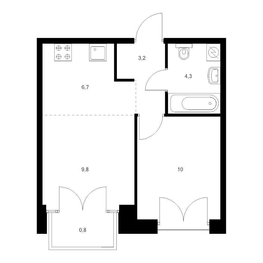 2 ккв (Евро) 34,7 м²