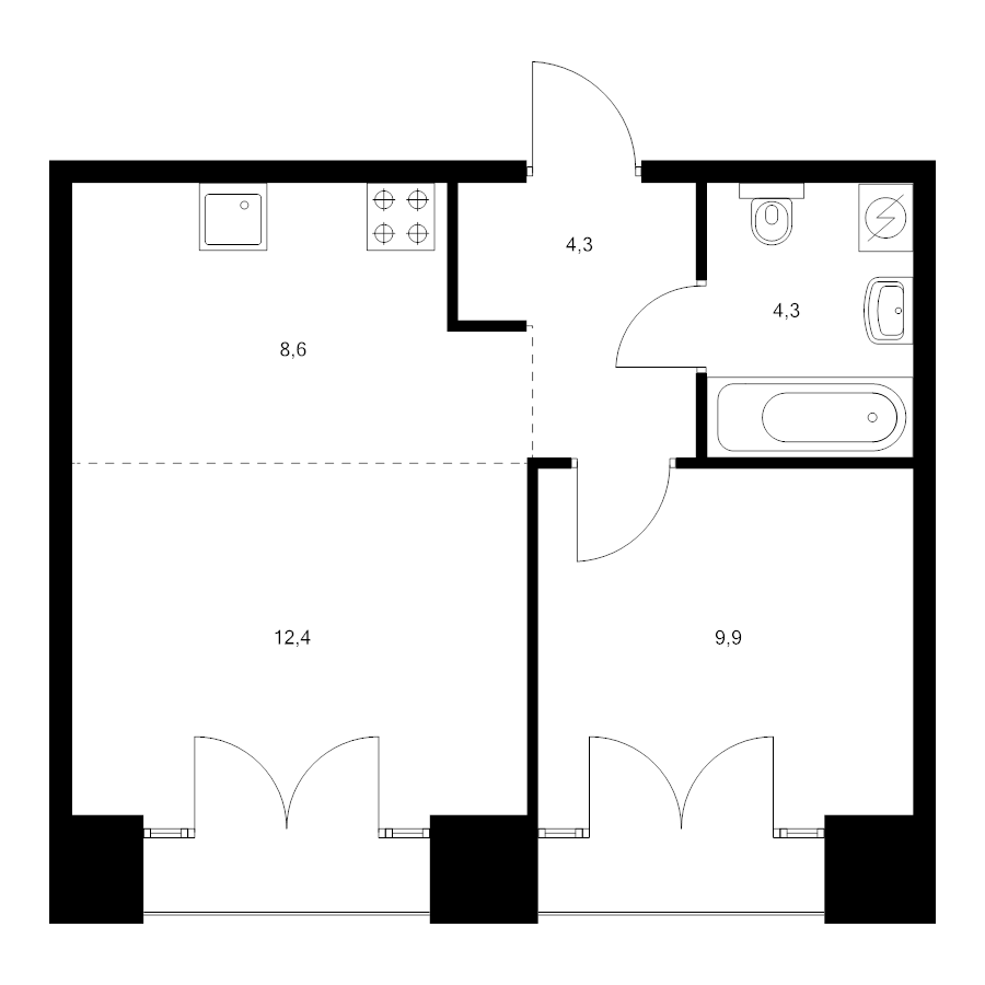 2 ккв (Евро) 40,5 м²