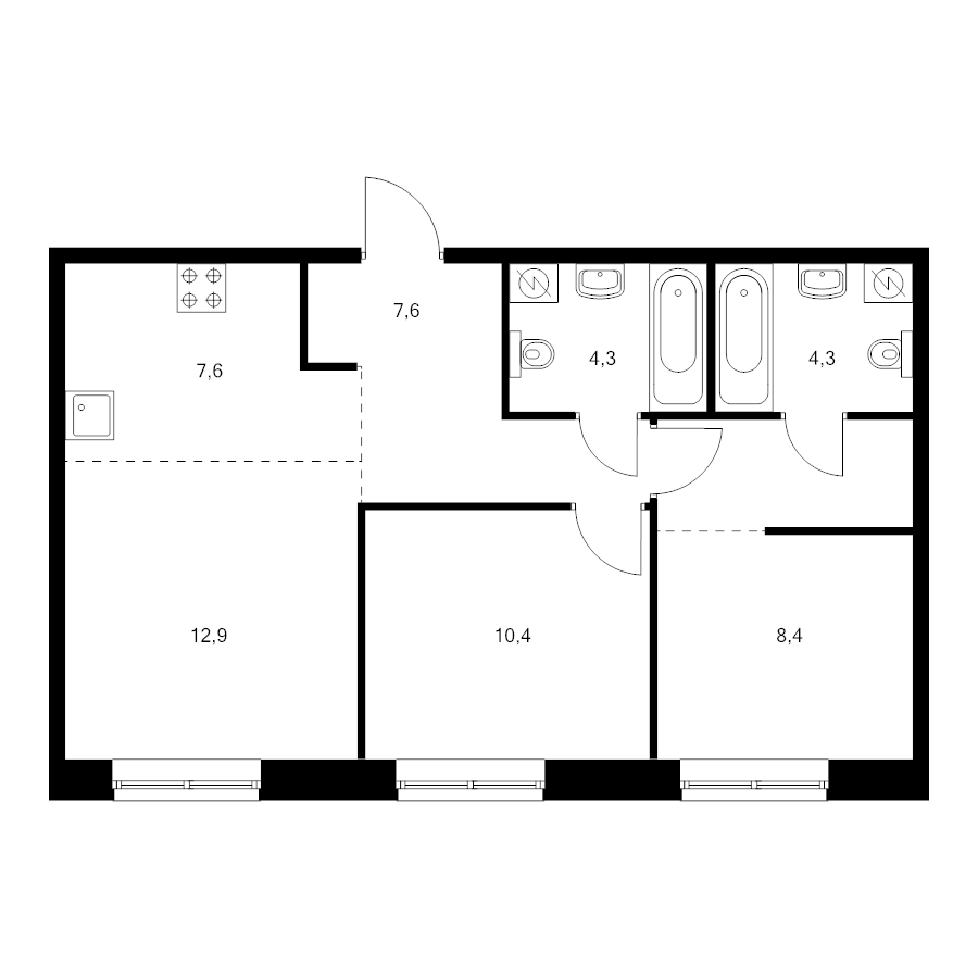 3 ккв (Евро) 59,3 м²