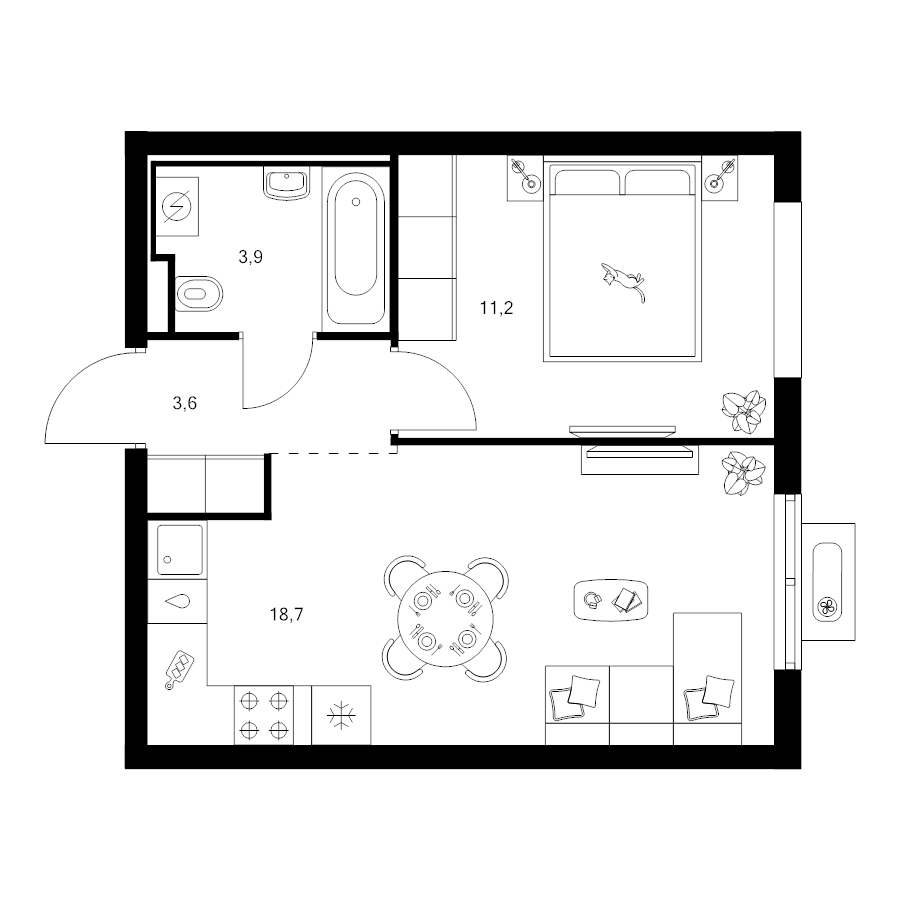 2 ккв (Евро) 37,4 м²