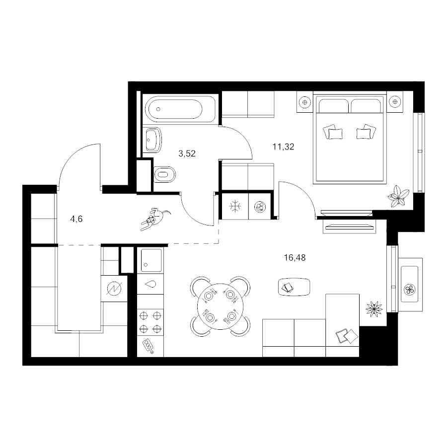 2 ккв (Евро) 41,1 м²