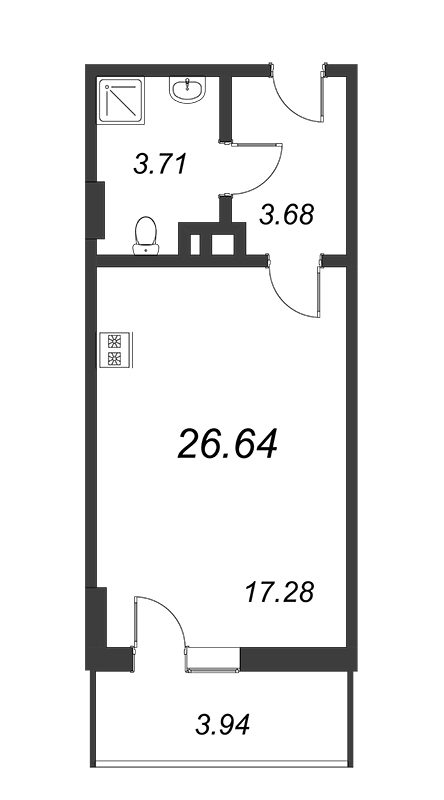 Студия 27,7 м²