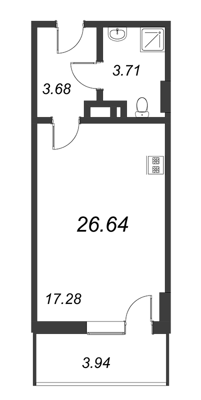 Студия 27,6 м²