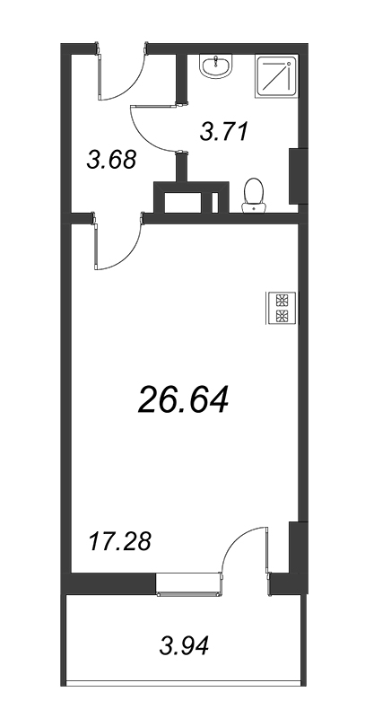 Студия 27,6 м²