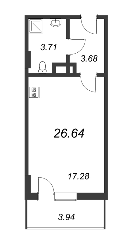 Студия 27,6 м²