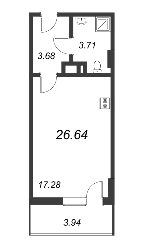 Студия 27,6 м²