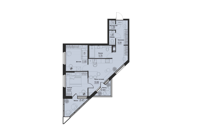 3 ккв (Евро) 59,4 м²
