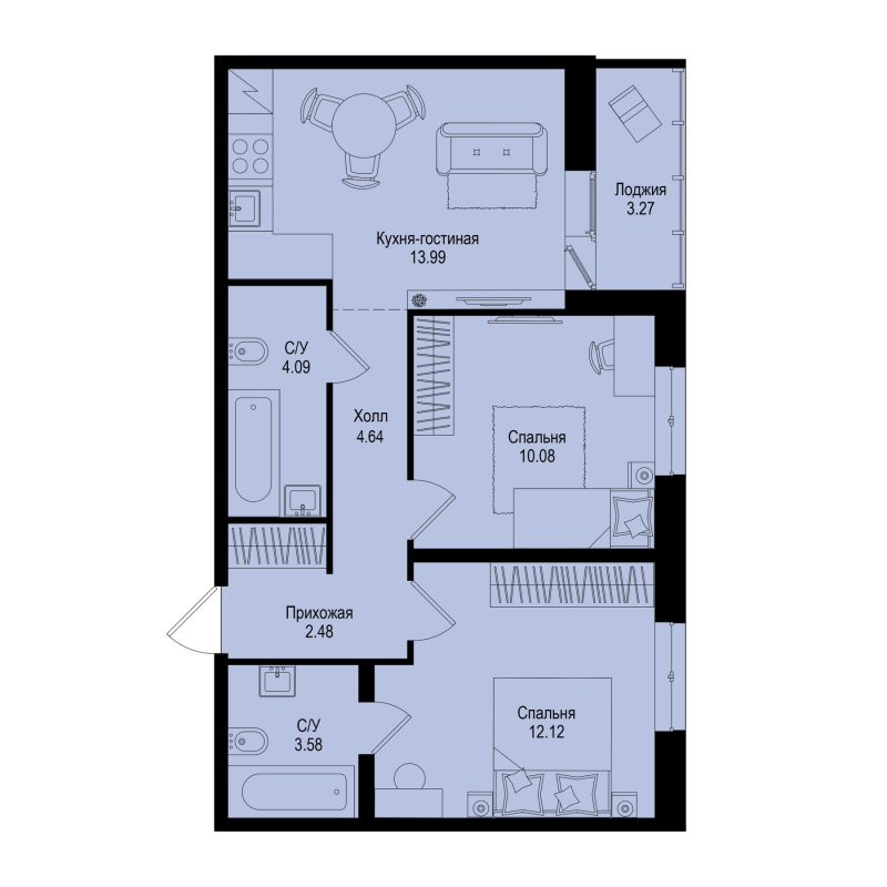 2 ккв 52,6 м²