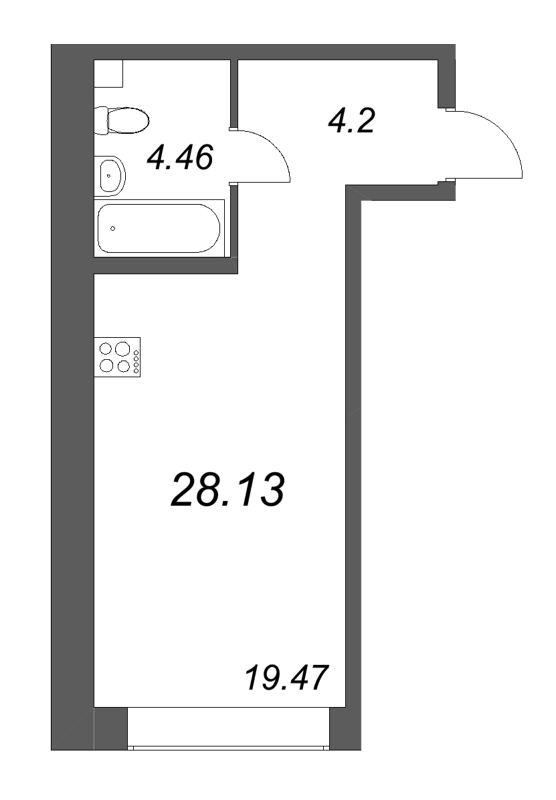 Студия 28,1 м²