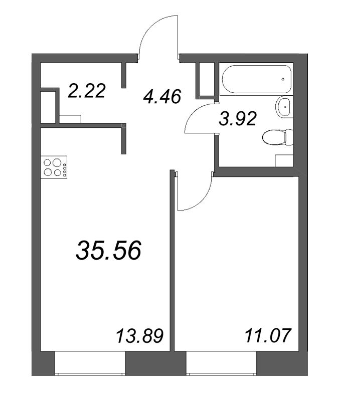 1 ккв 35,6 м²