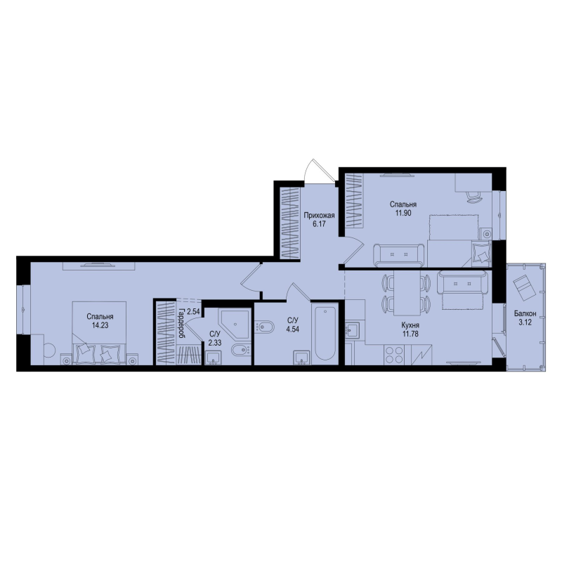 2 ккв 54,4 м²