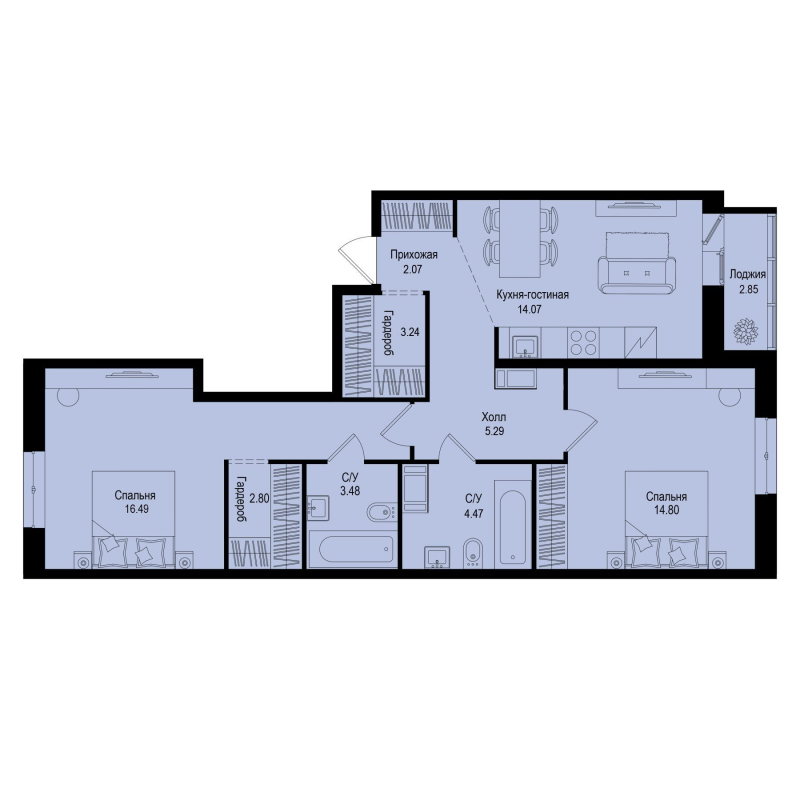 2 ккв 68,1 м²