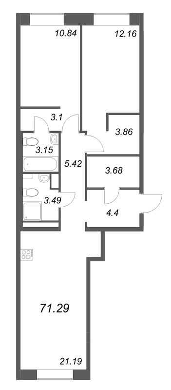 3 ккв (Евро) 71,3 м²