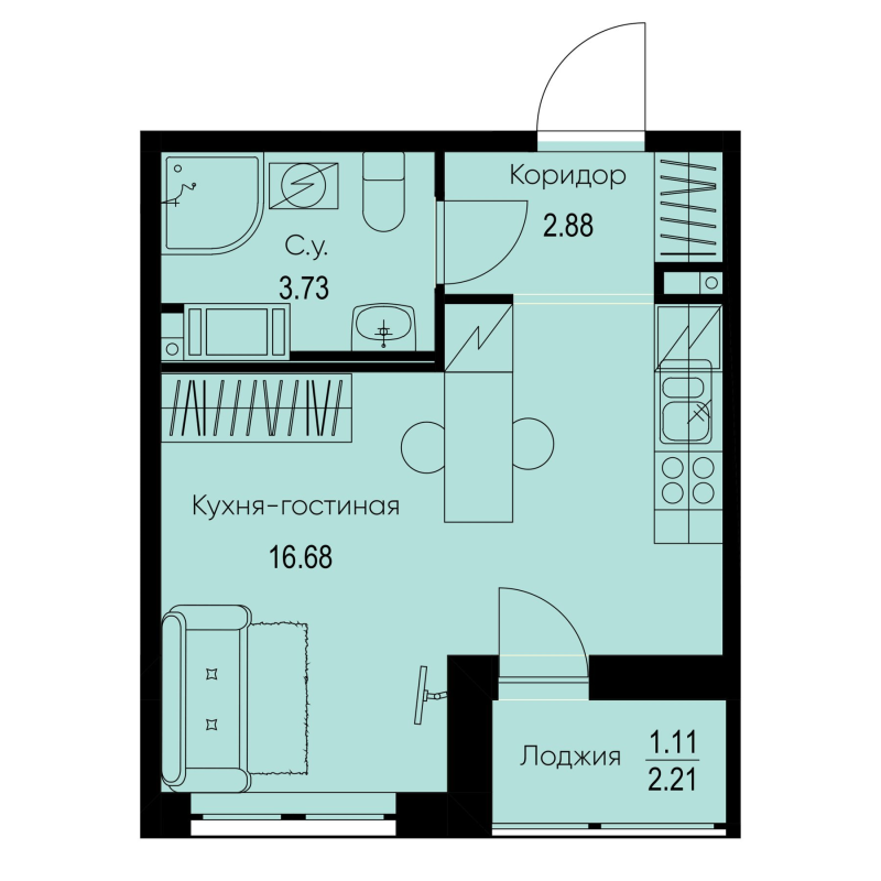 Студия 24,4 м²
