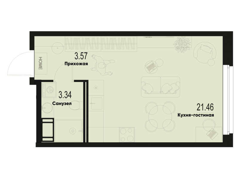 Студия 28,4 м²