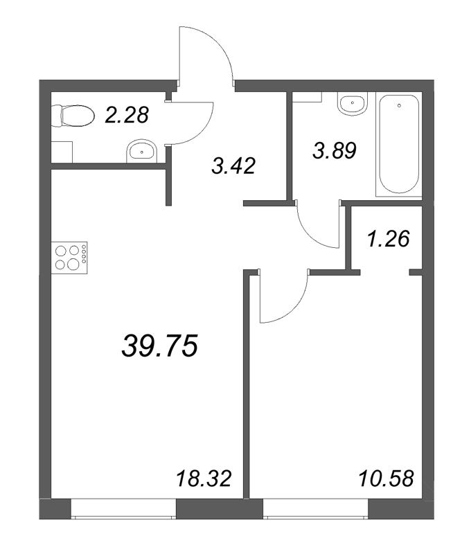 2 ккв (Евро) 39,8 м²